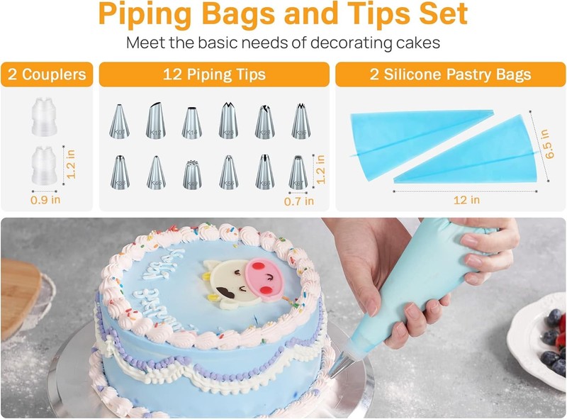 Kootek 22pcs Cake Decorating Supplies Kit, Baking Tools with 12" Aluminium gallery