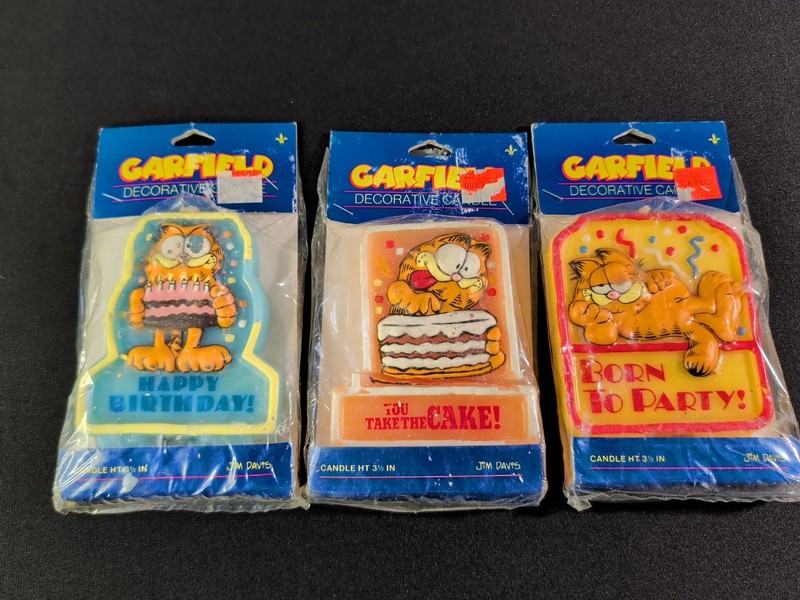 Lot Of 3 Garfield Cake Candles Party Candles 1980s Vintage