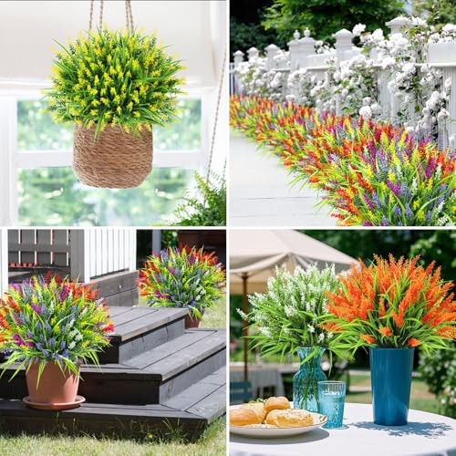 24 Bundles Artificial Flowers for Outdoors, Fake Lavender Flowers Multi Color gallery