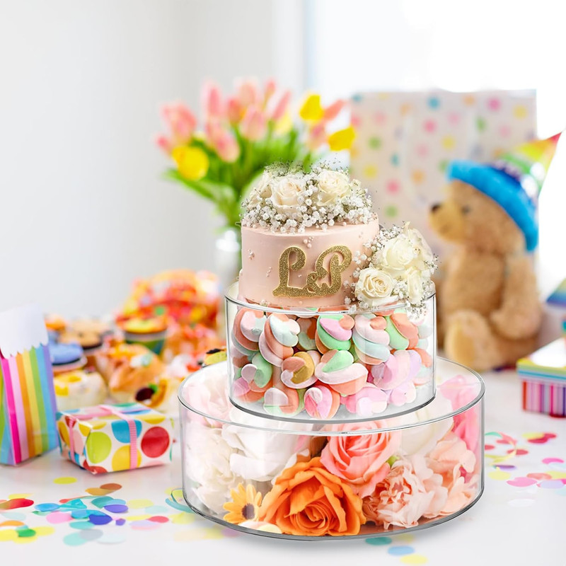 2 Set Clear Acrylic Fillable Cake Stand Cake Tier Display Stand Cupcake Stand gallery
