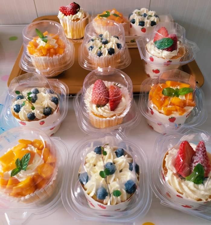 50 Pcs Cupcake Boxes Plastic Individual Cupcake Containers Single Cupcake Boxes gallery