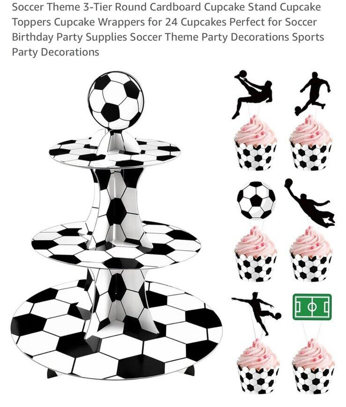 Set Of 3 Disposable Soccer, 3 Tier Cupcake Stand