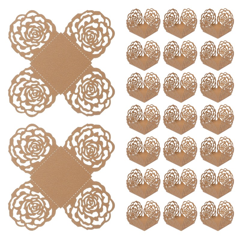 25 PCS Truffle Wrapper 4 Inch Square Cupcake Liner Baking Paper Wood