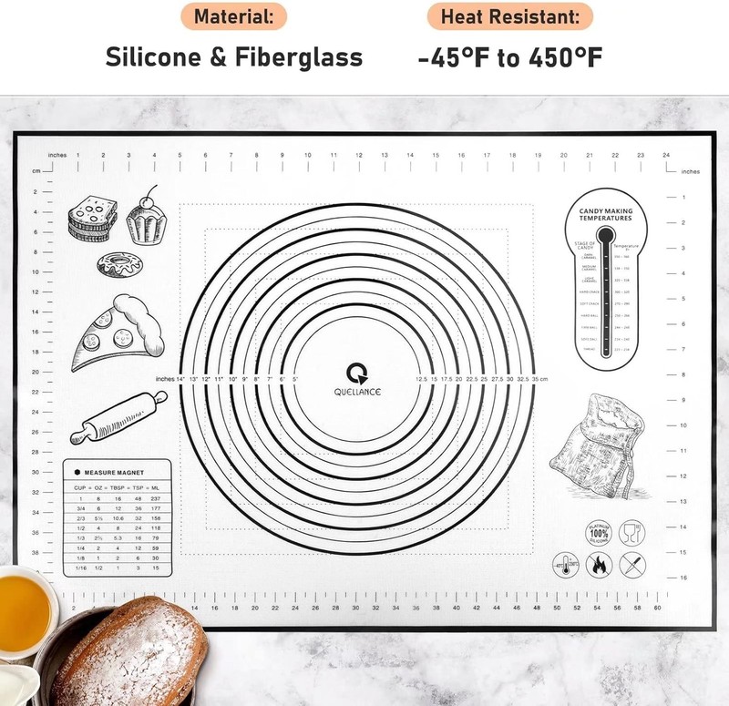 Silicone Pastry Mat, Baking Mat for Rolling Out Dough, XL-20x28, Simple Black gallery