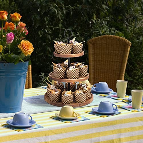 3 Tier Cupcake Stand, Wood Tiered Serving Tray Cupcake Tower, Medium(7”x8“x10") gallery