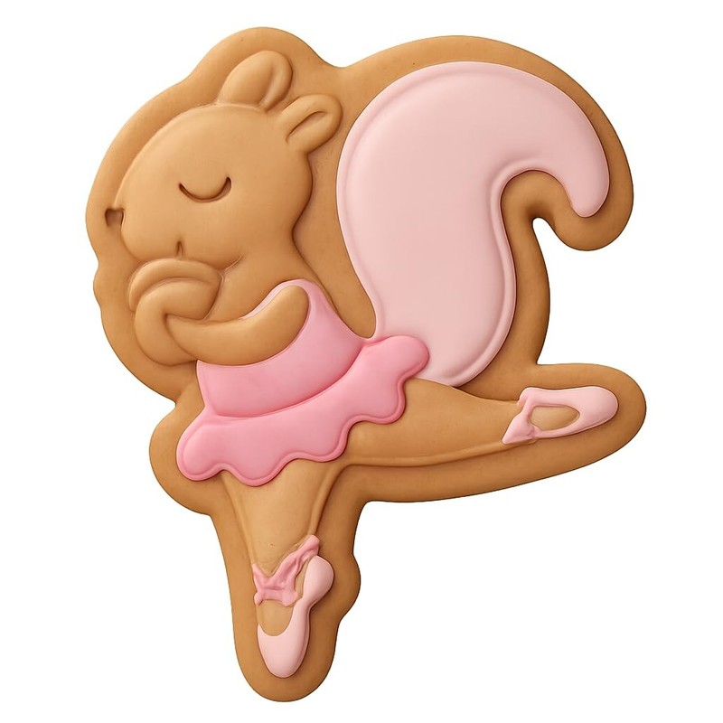 Ballet Squirrel Clut Cookie Cutter & Stamp 4×3.5″ Premium mold Set