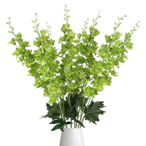 8PCS Long Stem Delphinium Artificial Flowers 33.5” Fake Larkspur Flowers Green