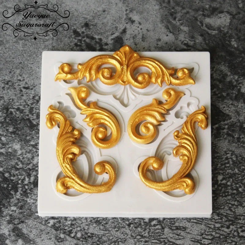 Baroque Silicone Molds Scroll Curlicues Filigree Sugarcraft Fondant Cake Mould gallery