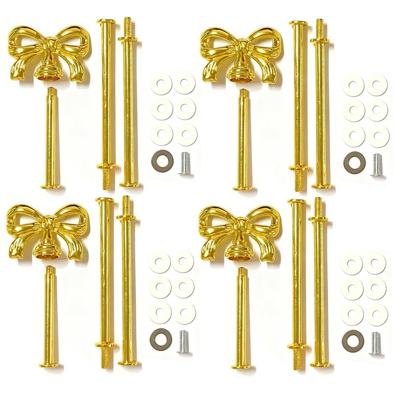 4 Sets 13.5’’ 3-Tier Cake Tray Stand Handle, Multi-tier Metal Dessert Fruit C…