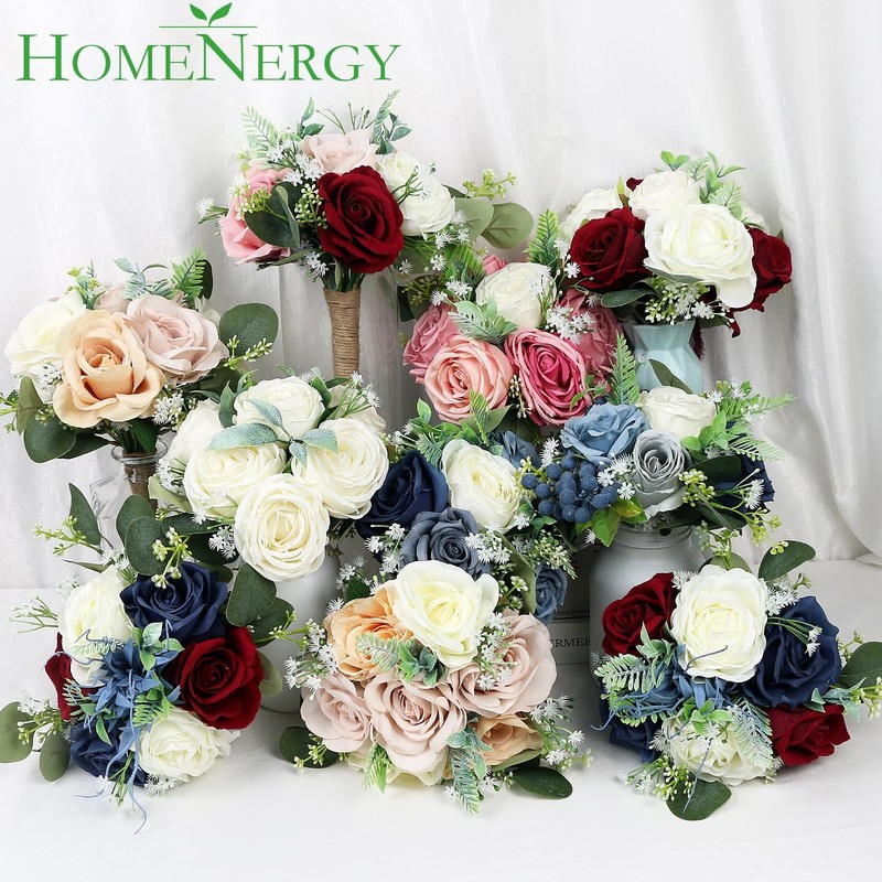 Homenergy Set Of 4 Bridesmaid Bouquets For - 7 Inch Artificial Flowers Bouquets gallery