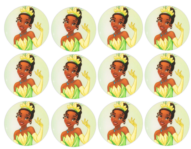 set of 12 Princess Tiana, edible paper, cupcake cookie toppers CHOOSE SIZE
