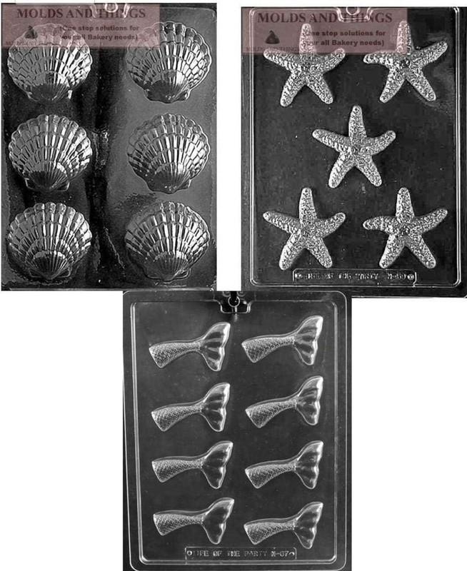 Mermaid Tail Fancy shell starfish Chocolate Candy Mold