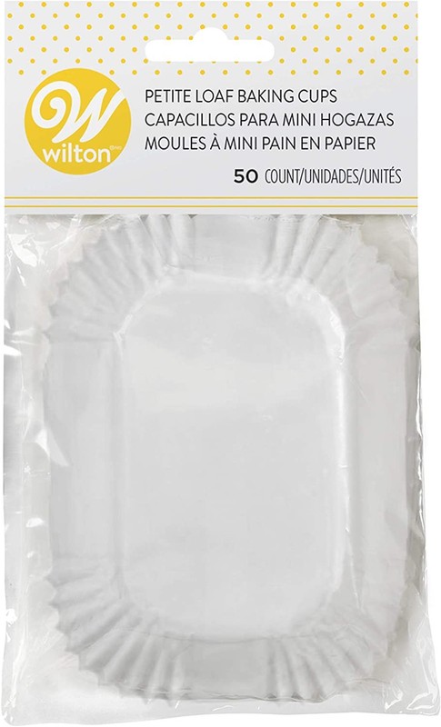 Wilton 50-Count White Petite Loaf Baking Cups, 3 ¼ x 2 Inches (12-Pack) gallery