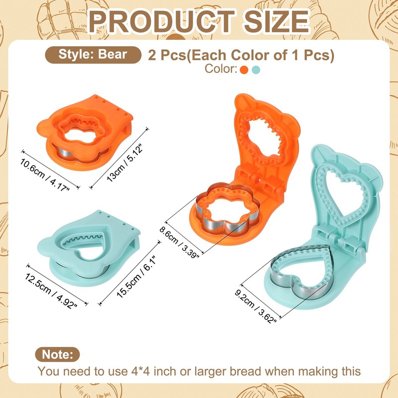 2 Pack Crustless Sandwich Cutter, Flower/Heart Shape(Orange/Blue) gallery