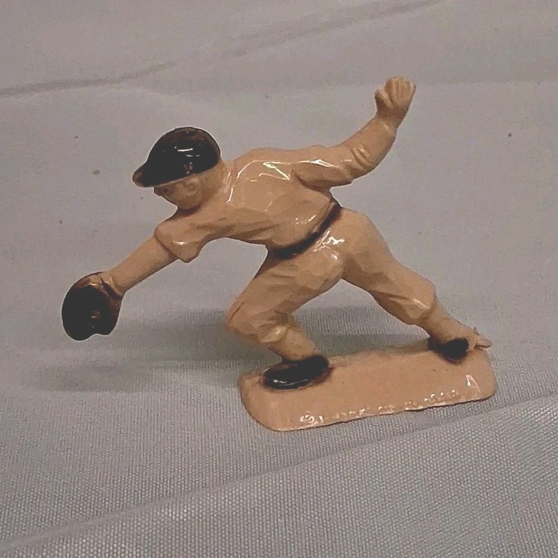 Vintage Baseball Players Cake Topper Pitcher Catcher Man Single 2" Plastic Toy 2 gallery