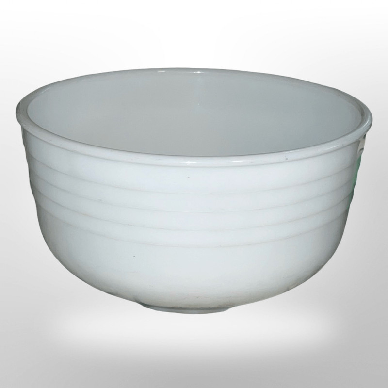 Vintage Pyrex General Mills White Ribbed Milk Glass Farmhouse Mixing Bowl 9″