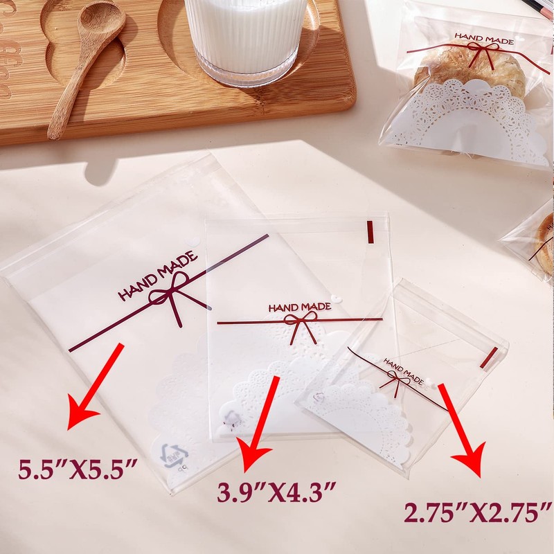 200 Pcs Durable Candy Treat Cookie Bags Resealable Cellophane 3.9x4.3 Inch gallery
