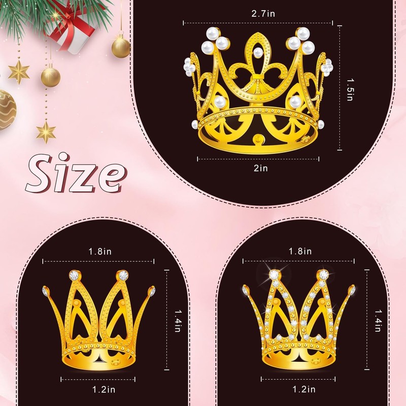 15Pcs Mini Crowns for Flower Bouquets, Mini Crown Cake Topper, Small Crystal gallery