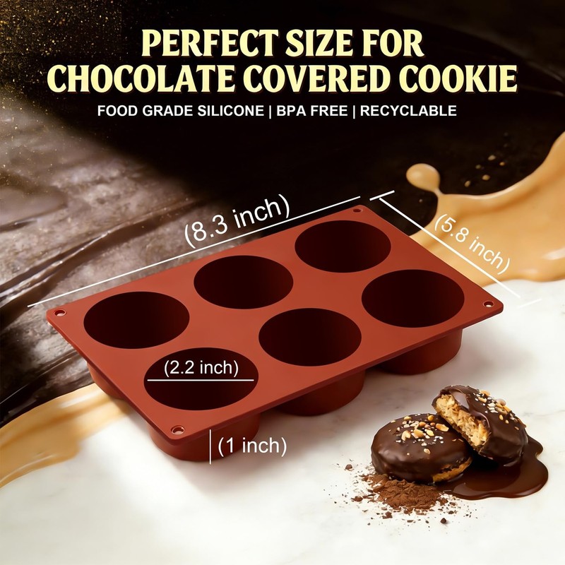 6Cavity Silicone Baking Mold NonStick, 3 Pack Round Cylinder Chocolate Covere... gallery