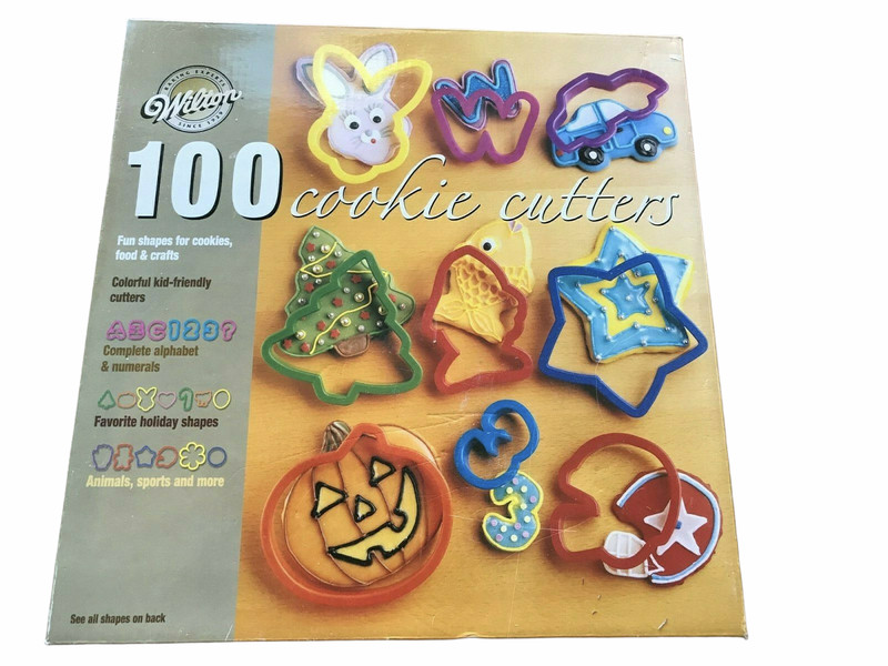 Wilton Set of 100 Plastic Cookie Cutters Animals, Sports, Alphabet, Halloween