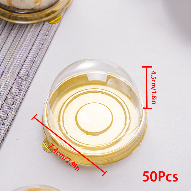 50 Pack Food Grade Plastic Transparent Baking Dessert Cake Boxes for Small Cake+