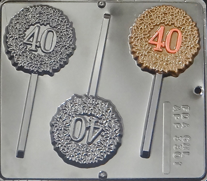 “40” Birthday/Anniversary Lollipop Chocolate Candy Mold 3301 NEW