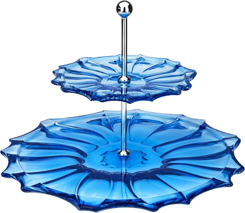 PLANTICA 2-Tier Cake Stand, Blue-Sprayed