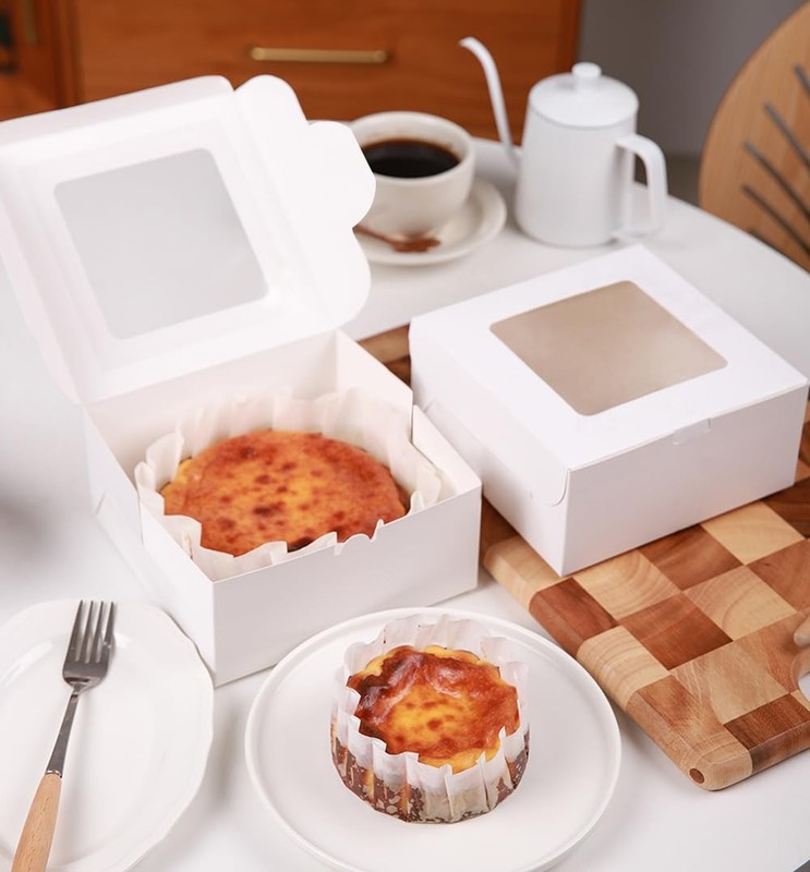 25 PCS Cake Boxes Window 6x6x3 Inch Square White Bakery Carrier Container gallery