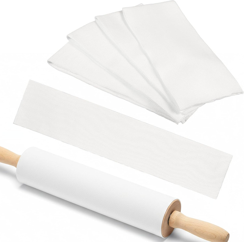4pc Rolling Pin Covers Cotton Non-Stick Dough Sleeves Pastry Socks 15″ White
