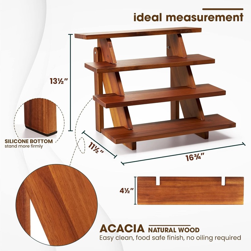 Versatile 4-Tier Wooden Cake Stand - Eco-Friendly Acacia for Decorative Tables gallery