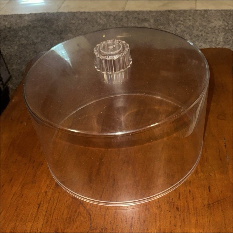 VTG Clear Round Acrylic Cake Stand Dome Lid Cover, Glossy Solid, 10” Dia x 5” H