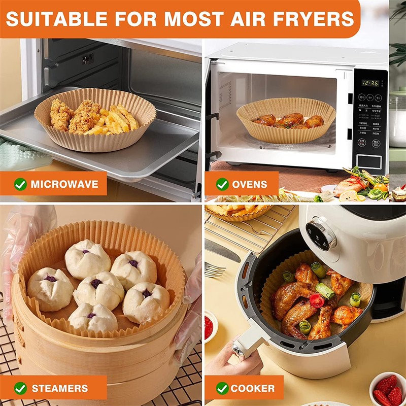 M Buder Non-Stick Disposable Air Fryer Liner Parchment Paper, Round, 6.3 in, 2-5 gallery