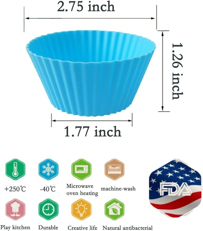 Cupcake Liners, Silicone Baking Cups, Reusable Mini Cupcake Liner, Muffin Liners gallery