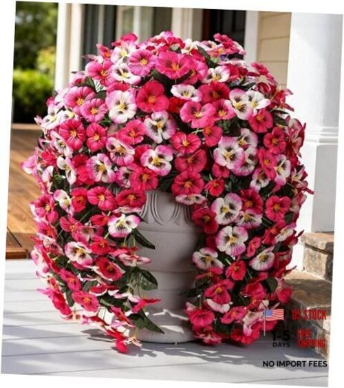 Artificial Flowers for Outdoors, 2pcs Faux Silk Pansies Flowers 2 Pcs Mix Rose