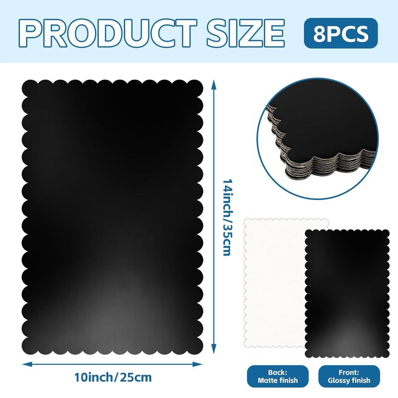 8 Pack 14 x 10 Inch Greaseproof Rectangle Cake Boards, Black Cardboard Cake B... gallery