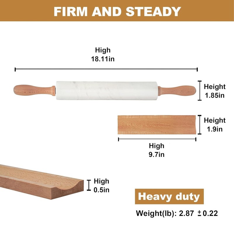 Marble Rolling Pin, Non-Stick African Stone Polished Dough Roller, Pasta, Dum... gallery