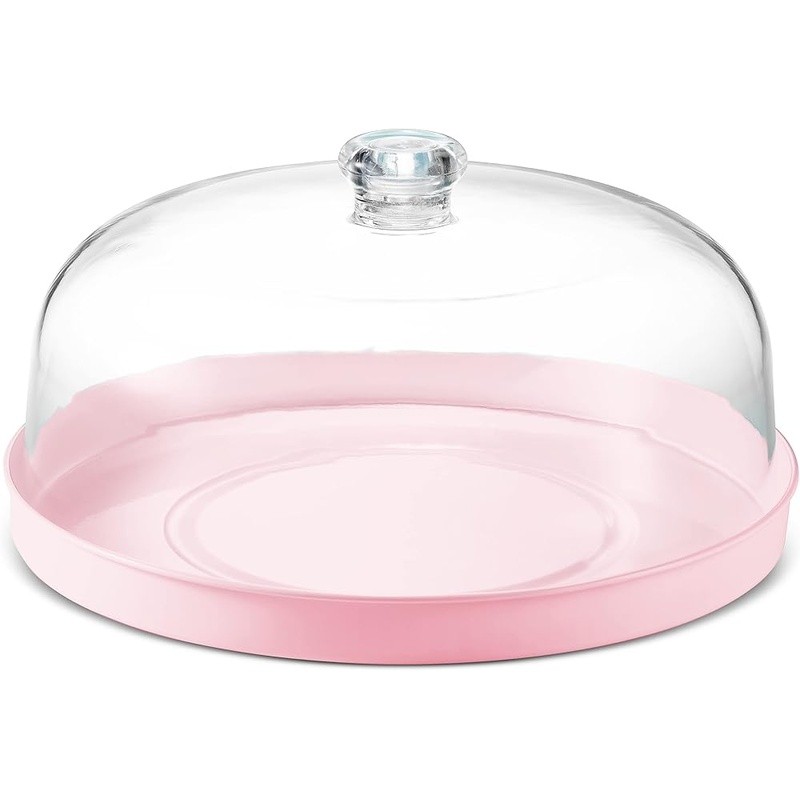 Stylish Metal Cake Stand Server W/ Acrylic Dome Perfect Serving Desserts New gallery