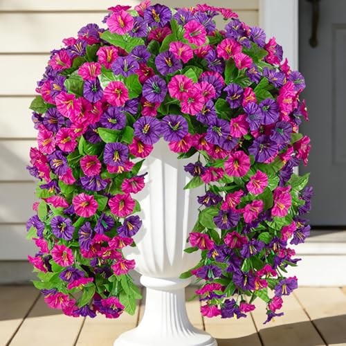 Artificial Fake Hanging Flowers Plants for Outdoor Violet Red Purple gallery