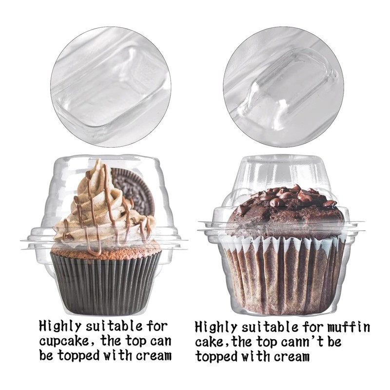 NPLUX 25 Pack Individual Cupcake Containers Plastic Standard, Clear gallery