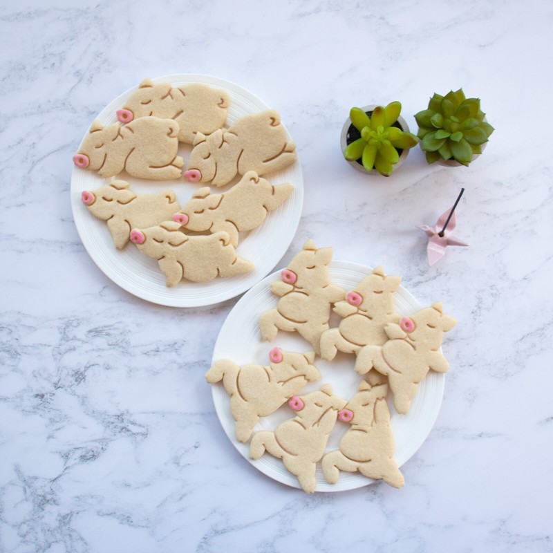 4 Yoga Pig Cookie Cutters Set - namaste wellness retreat warrior pose wellbeing gallery