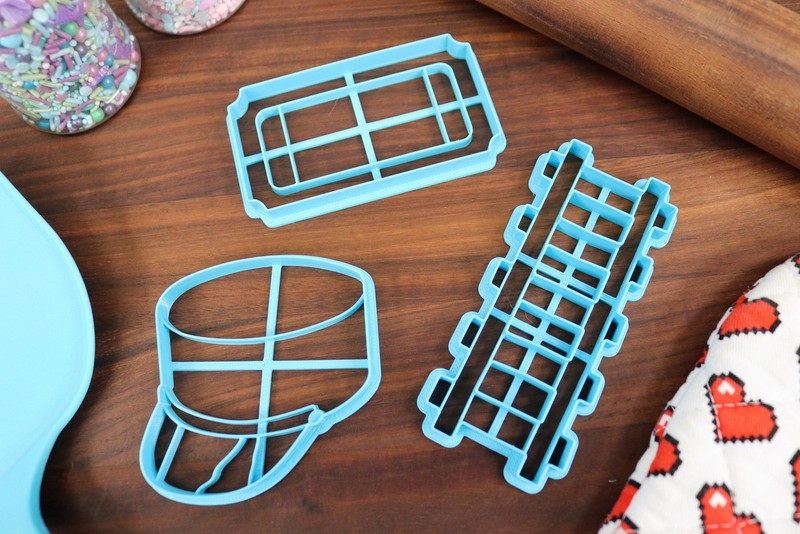 Train Cookie Cutters Set One - Conductor's Hat, Railway Track, Steam Engine, gallery