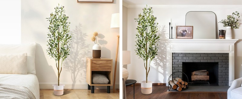 Artificial Olive Tree, 6FT Tall Faux Olive Trees with Planter & gallery