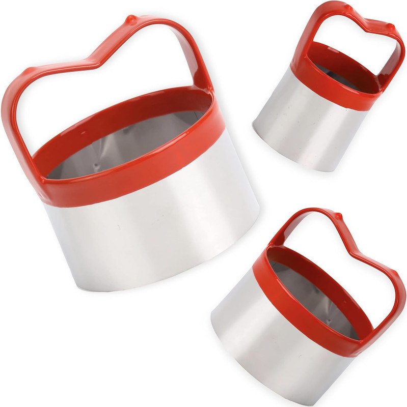 3Pcs round Cookie Cutters with Handle, Circle Biscuit Cutter for Baking, Dough C gallery