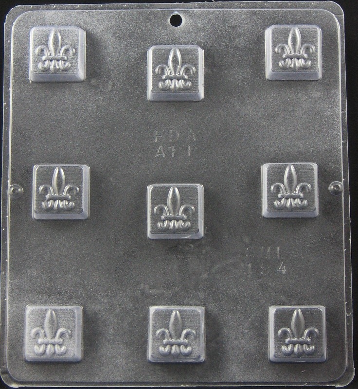Fleur de Lis square Truffle Chocolate Candy Mold Candy Making 194 NEW gallery
