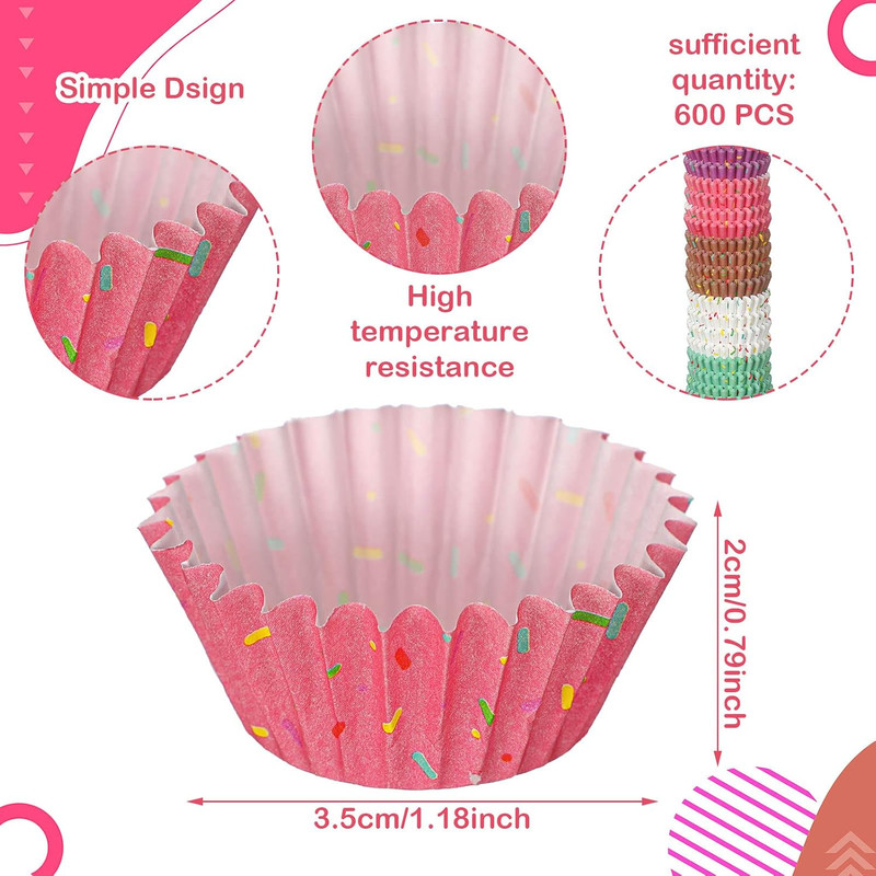 Funtery 600 Count Icing Design Mini Cupcake Liner Baking Cups Paper Small Candy gallery