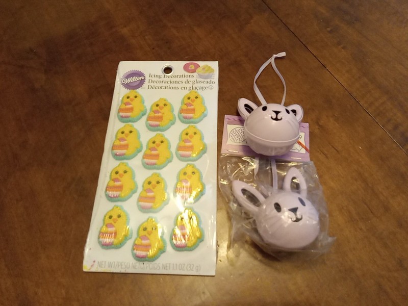 TOPPERS 12 Wilton Easter Chic Cupcake Icing Decoration +2 Purple Bunny Bells NEW