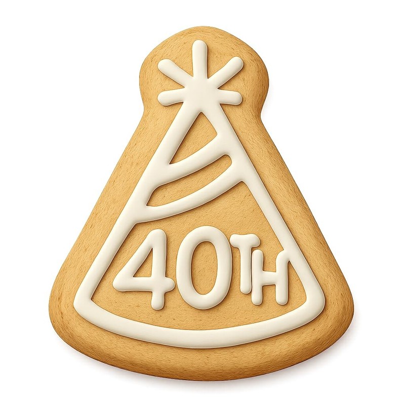 40th Birthday with Party Hat Cookie Cutter & Stamp, Fondant & Clay - 4x3.3 gallery