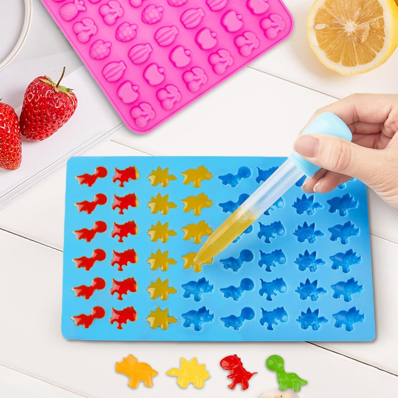 Gummy Candy Molds - Silicone Mini Gummy Bear/Dinosaur/Fruit Snack Molds with 2Pc gallery