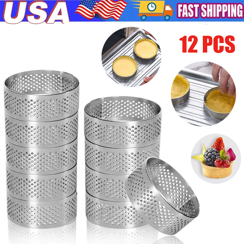 12PCS Round Cookie Cutters Set Bistcuit Cookie Cutters Circle Pastry Cutters