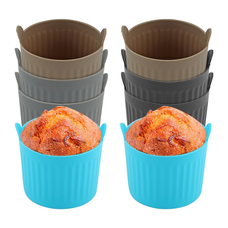 8 Pcs Air Fryer Baking Ramekins, Reusable Silicone Muffin Cups, Non-Stick Egg... gallery